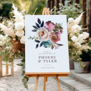 Elegant Romantic Rose Rehearsal Dinner Sign