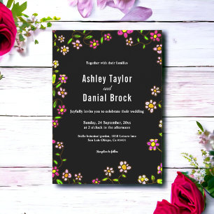 Elegant Romantic Roses Lights Boho Floral Wedding Invitation