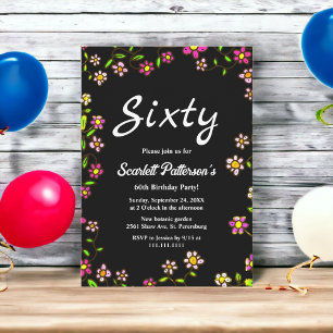 Elegant Romantic Roses Lights Floral 60th Birthday Invitation
