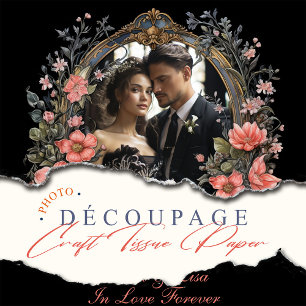 Elegant Romantic Roses Watercolor Vintage Photo Tissue Paper