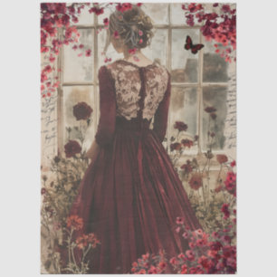 Elegant Romantic Rustic Burgundy Country Decoupage Tissue Paper