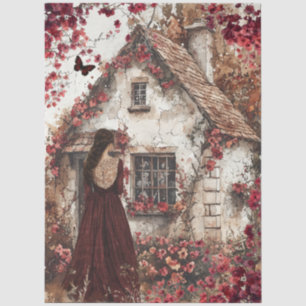 Elegant Romantic Rustic Burgundy Country Decoupage Tissue Paper