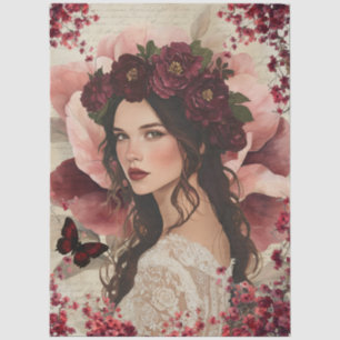 Elegant Romantic Rustic Burgundy Women's Face Tissue Paper