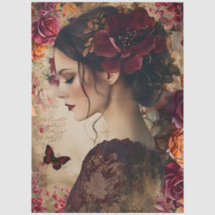 Elegant Romantic Rustic Burgundy Women's Face Tissue Paper