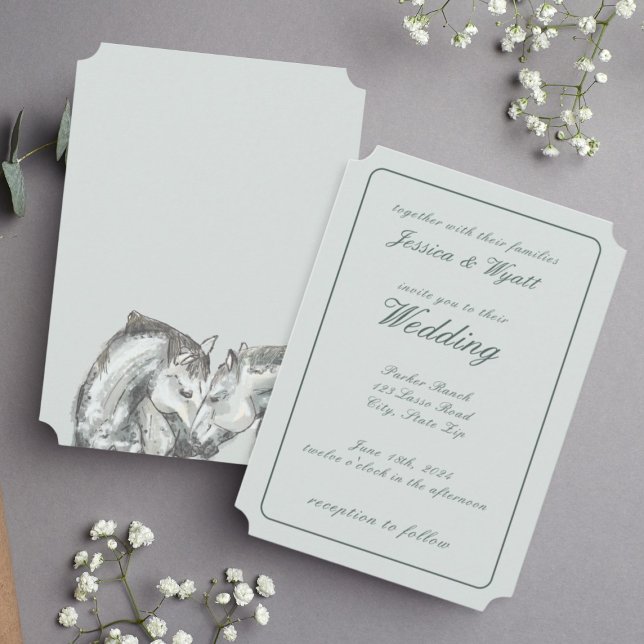 Elegant Romantic Rustic Dapple Horses Wedding Invitation (Creator Uploaded)