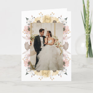 Elegant Romantic Rustic Floral Photo Wedding Thank You Card