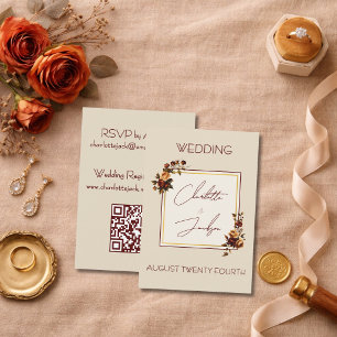 Elegant Romantic Rusty Rose Autumn Wedding Enclosure Card
