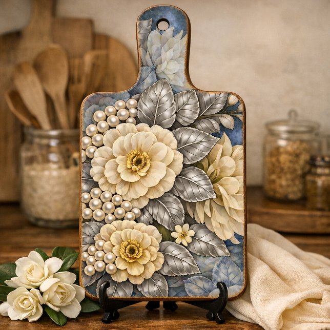 Elegant Romantic Silver & White Wedding Florals  Tissue Paper (Creator Uploaded)