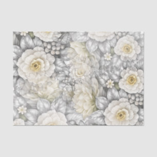Elegant Romantic Silver & White Wedding Florals  Tissue Paper