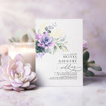 Elegant Romantic Succulents Gold Greenery Wedding<br><div class="desc">Beautiful and unique purple succulents gold greenery wedding invitations</div>