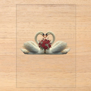 Elegant Romantic Swans & Red Roses - Valentine's P Acrylic Invitations