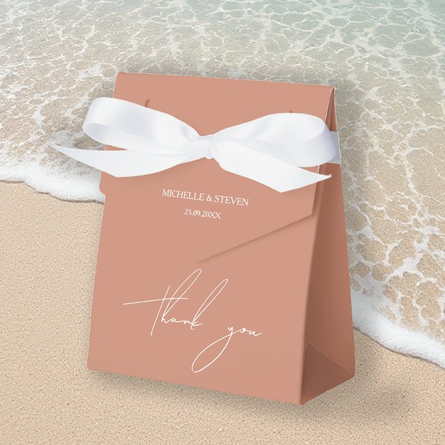 Elegant Romantic Terracotta Coral Calligraphy Favour Box (Creator Uploaded)