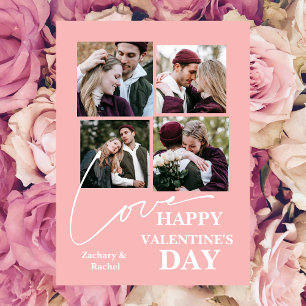 Elegant Romantic valentines day couple 4 photo Holiday Card