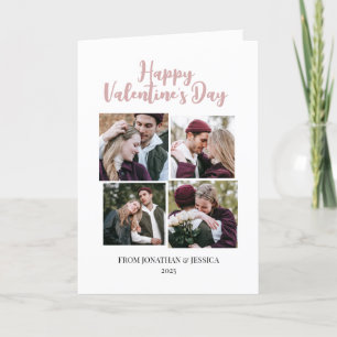 Elegant Romantic valentines day couple 4 photo Holiday Card