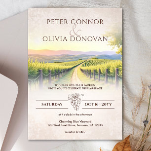Elegant Romantic Vineyard Rustic Wedding Invitation