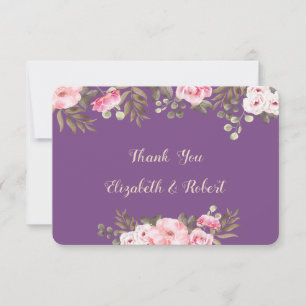 Elegant Romantic Watercolor Floral Thank You Card