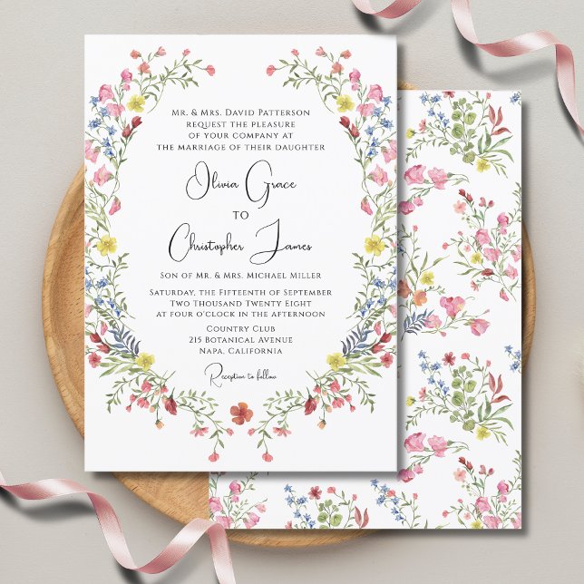 Elegant Romantic Watercolor Floral Wedding Invitation (Creator Uploaded)