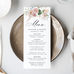 Elegant Romantic Watercolor Floral Wedding Menu