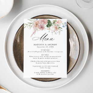Elegant Romantic Watercolor Floral Wedding Menu
