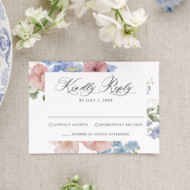 Elegant Romantic Watercolor Floral Wedding RSVP Card (Creator Uploaded)