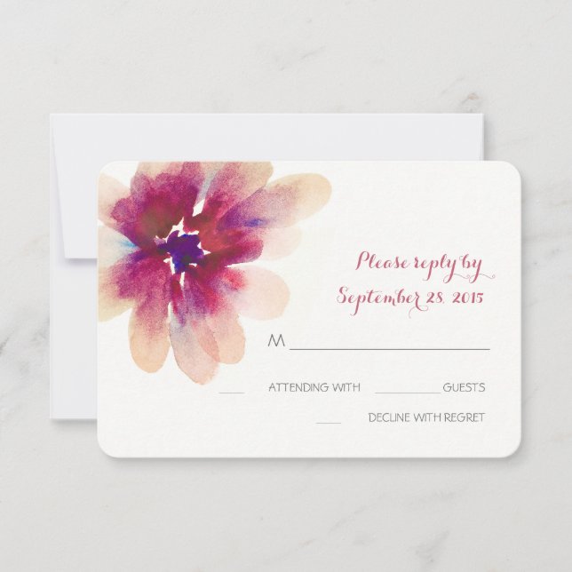 Elegant romantic watercolor flower RSVP cards (Front)