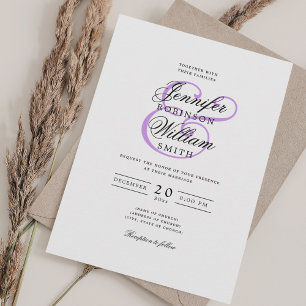 Elegant Romantic Wedding Classic Script Purple  Invitation