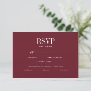 Elegant Romantic Wedding Entrée Choice RSVP Card
