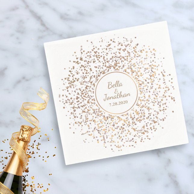 Elegant Romantic Wedding Gold & Silver Confetti Napkin (Creator Uploaded)