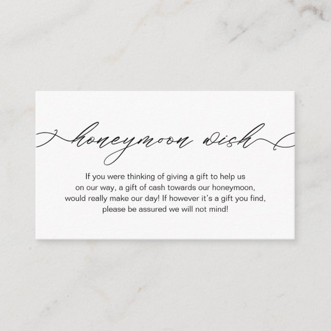Elegant Romantic, Wedding Honeymoon Fund or Wishes Enclosure Card (Front)