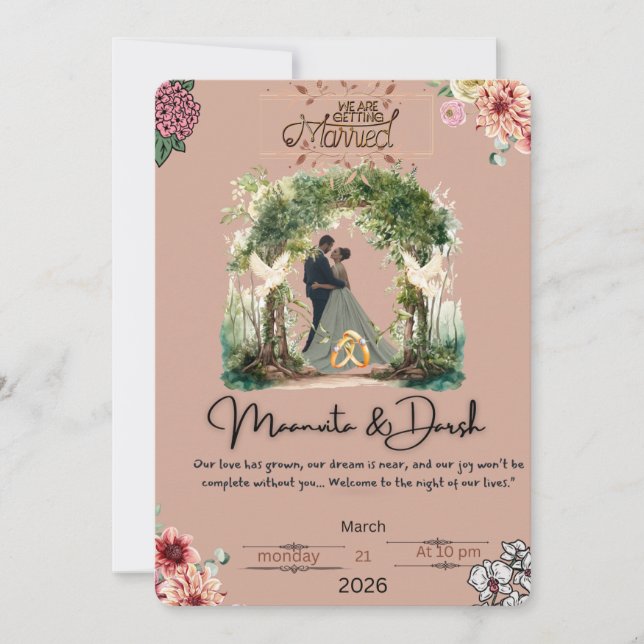 Elegant Romantic Wedding Invitation Love Night (Front)