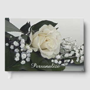 Elegant & Romantic White Rose Personalize Guest Book