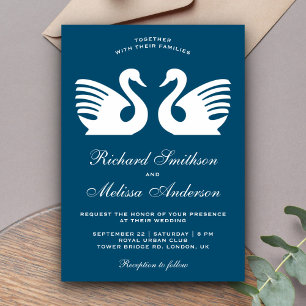 Elegant Romantic White Swans Wedding Invitation