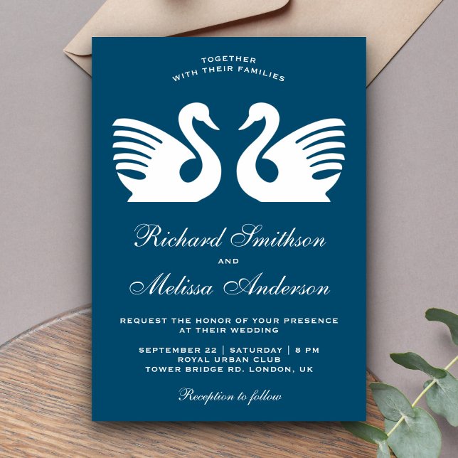 Elegant Romantic White Swans Wedding Invitation (Creator Uploaded)