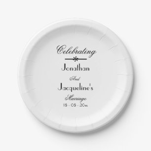Elegant Romantic White Wedding Cake Table Paper Plate