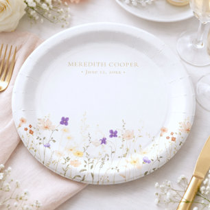 Elegant Romantic Wildflower Bridal Shower Paper Plate
