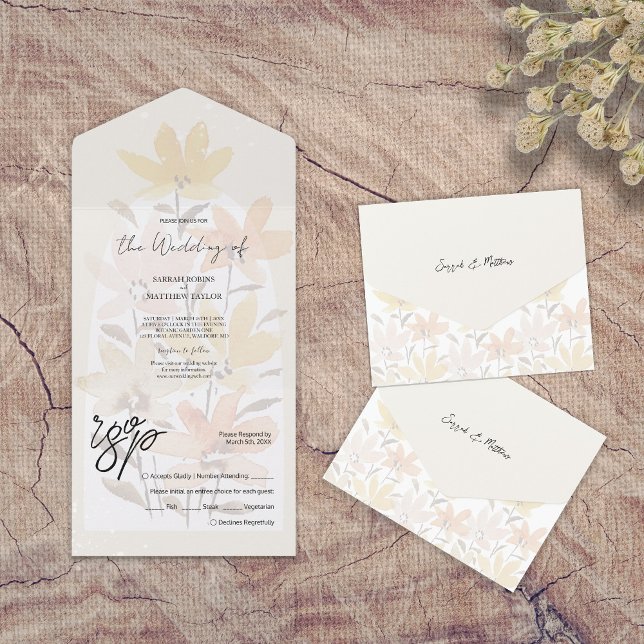 Elegant Romantic Wildflowers Terracotta  All In One Invitation (Creator Uploaded)