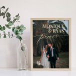 Elegant Romantic Your Names Forever Wedding Photo Foil Prints<br><div class="desc">Wedding photo print with your wedding photo,  and your names in gold foil with forever in a golden script.</div>