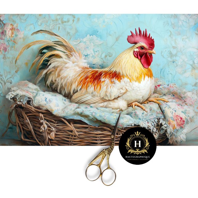 Elegant Rooster Floral Decoupage Tissue Paper (Creator Uploaded)
