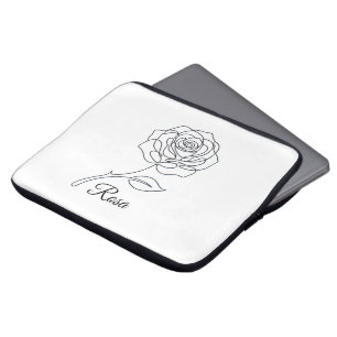 Elegant Rosa Fine Line Art Laptop Case