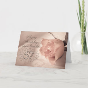 Elegant rose 67th birthday card for Grandmother