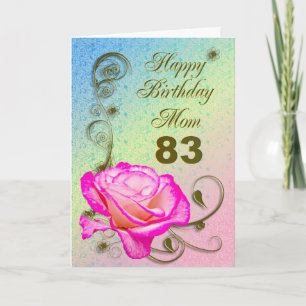 Elegant rose 83rd birthday card for Mum