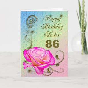 Elegant rose 86th birthday card for Sister