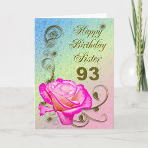 Elegant rose 93rd birthday card for Sister