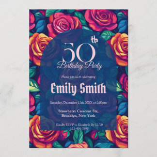 Elegant Rose Aesthetic Her Birthday Invitation