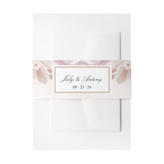 Elegant Rose and Champagne Boho Chic Wrap Invitation Belly Band