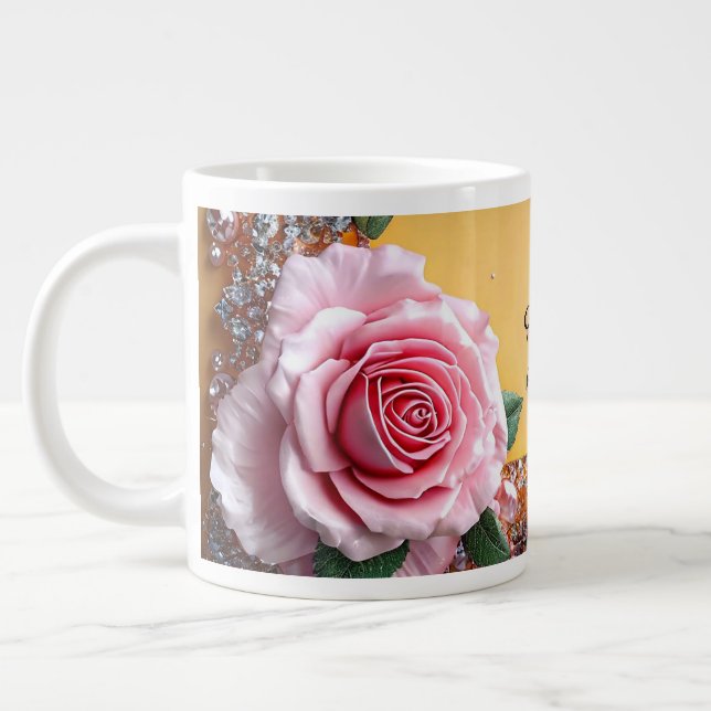 Elegant Rose and Jewel Frame Large Coffee Mug (Left)