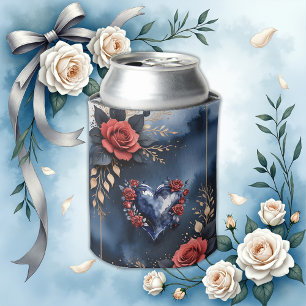 Elegant rose arrangement with golden foliage  can cooler