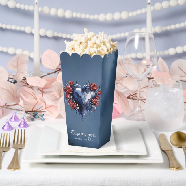 Elegant rose arrangement with golden foliage favour box (Wedding)