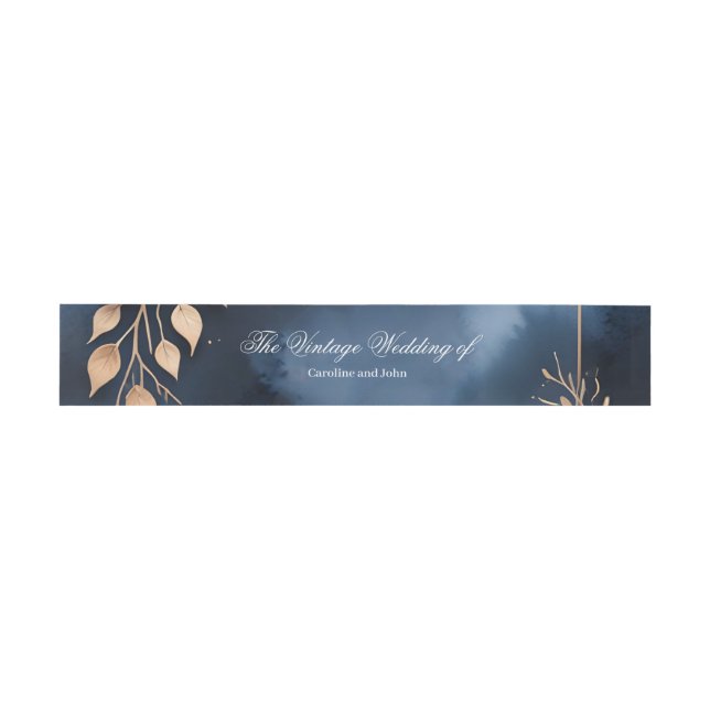 Elegant rose arrangement with golden foliage invitation belly band (Flat)