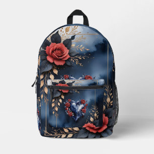 Elegant rose arrangement with golden foliage  printed backpack